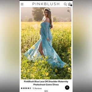Pinkblush blue lace off shoulder maternity gown